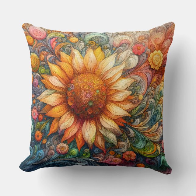 Sunflower Dreams Throw Pillow (Front)