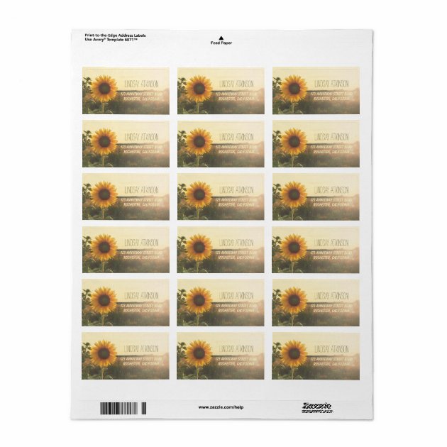 Sunflower Dreamy Nature Wedding Address Labels