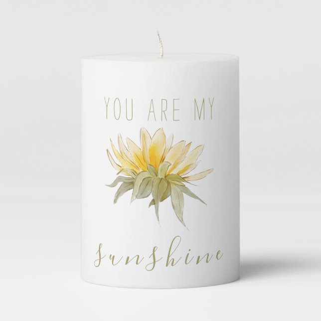 Sunflower Dried You Are My Sunshine Bath Pillar Candle (Front)