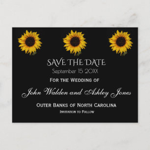 Sunflower Droplets Save The Date Postcard