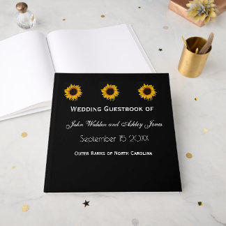 Sunflower Droplets Wedding Foil Guest Book