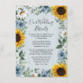 Sunflower Dusty Blue Country Rustic Roses Wedding Enclosure Card