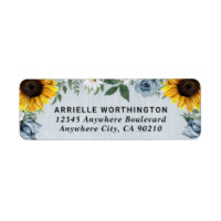 Sunflower Dusty Blue Country Rustic Roses Wedding