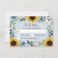 Sunflower Dusty Blue Country Rustic Roses Wedding