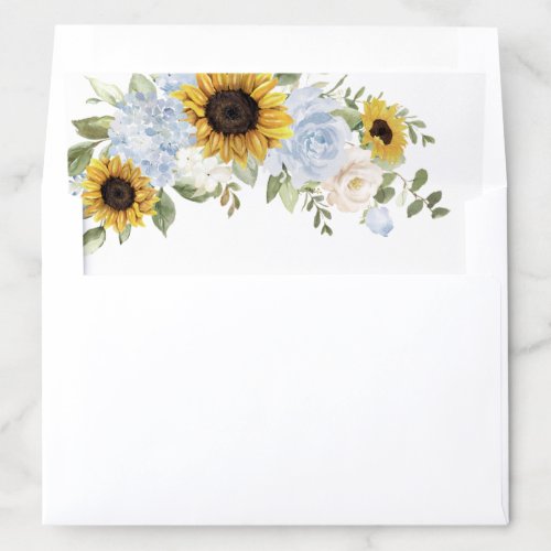 Sunflower Dusty Blue Floral Wedding Envelope Liner
