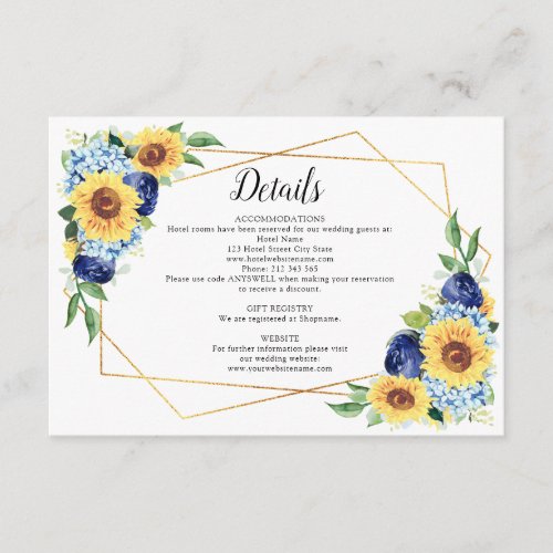 Sunflower Dusty Blue Geometric Wedding Details