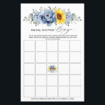 Sunflower Dusty Blue Slate Bridal Shower Bingo<br><div class="desc">Elegant and modern floral midsummer bridal shower bingo features a bouquet of watercolor sunflower hydrangea & peonies in shades of yellow , slate, dusty blue with lush green botanical leaves and eucalyptus. Please find more matching designs and variations from my "blissweddingpaperie" store. And feel free to contact me for further...</div>