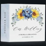 Sunflower Dusty Blue Slate Peony Floral Wedding 3 Ring Binder<br><div class="desc">Elegant and modern floral midsummer wedding photo album binder features a bouquet of watercolor sunflower hydrangea & peonies in shades of yellow , slate, dusty blue with lush green botanical leaves and eucalyptus. Please find more matching designs and variations from my "blissweddingpaperie" store. And feel free to contact me for...</div>