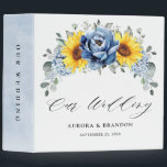 Sunflower Dusty Blue Slate Peony Floral Wedding 3 Ring Binder<br><div class="desc">Elegant and modern floral midsummer wedding photo album binder features a bouquet of watercolor sunflower hydrangea & peonies in shades of yellow , slate, dusty blue with lush green botanical leaves and eucalyptus. Please find more matching designs and variations from my "blissweddingpaperie" store. And feel free to contact me for...</div>