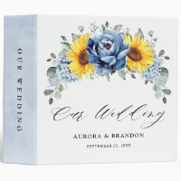 Sunflower Dusty Blue Slate Peony Floral Wedding