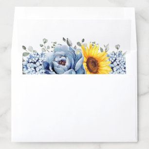 Sunflower Dusty Blue Slate Peony Floral Wedding Envelope Liner