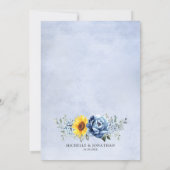 Sunflower Dusty Blue Slate Peony Floral Wedding Invitation (Back)