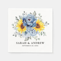 Sunflower Dusty Blue Slate Peony Floral Wedding