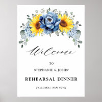Sunflower Dusty Blue Slate Peony  Rehearsal Dinner