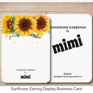Sunflower Earring Display  Business Card