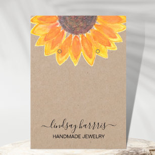 Sunflower Earrings Jewelry Kraft Display Card