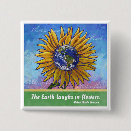 Sunflower Earth Art Button