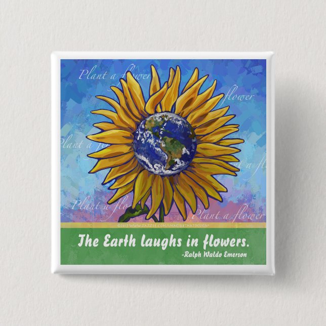 Sunflower Earth Art Button (Front)