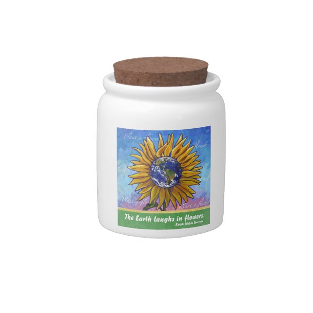 Sunflower Earth Art Candy Jar (Front)