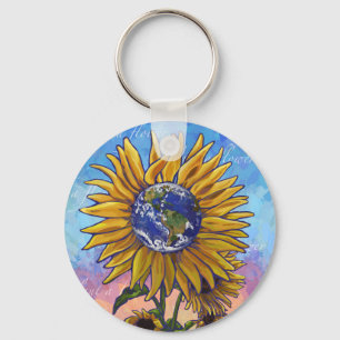 Sunflower Earth Art Keychain