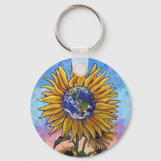Sunflower Earth Art Keychain (Front)