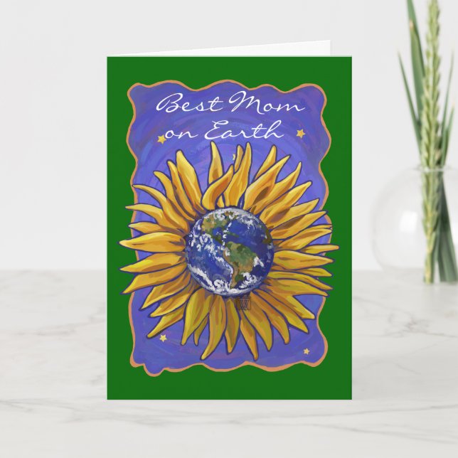 Sunflower Earth Best Mom on Earth Card (Front)