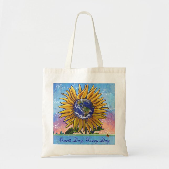 Sunflower Earth Day Tote Bag (Front)