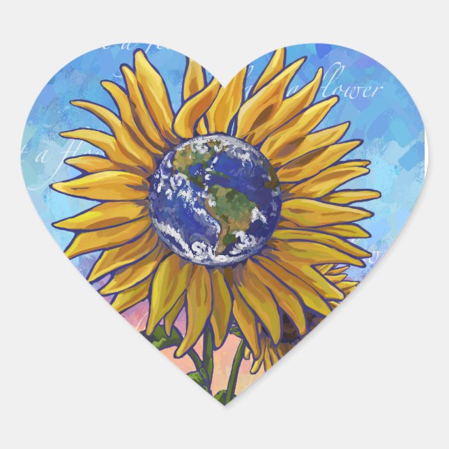 Sunflower Earth Heart Sticker (Front)