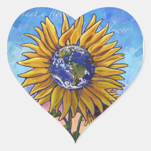 Sunflower Earth Heart Sticker