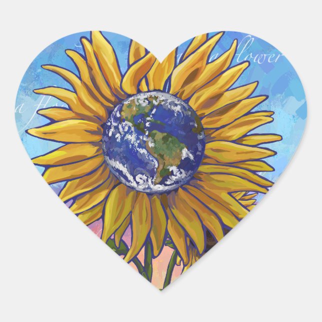 Sunflower Earth Heart Sticker (Front)