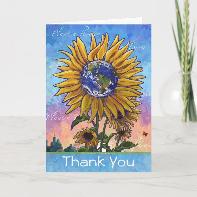 Sunflower Earth Thank You Card (Front)