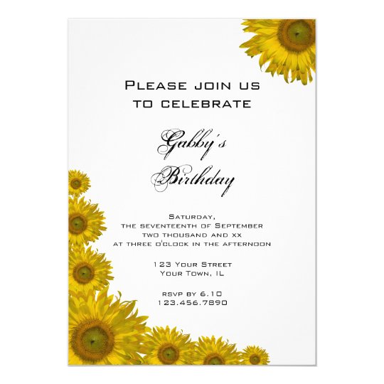 Sunflower Edge Birthday Party Invitation | Zazzle.com