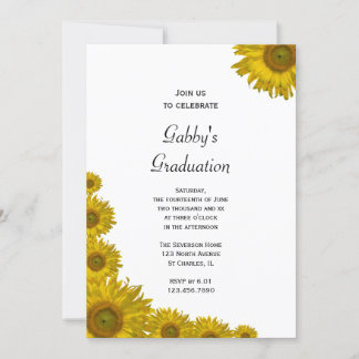 Sunflower Edge Graduation Party Invitation