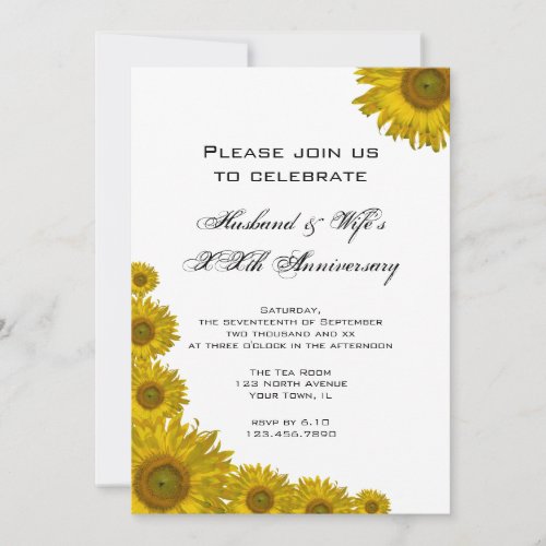 Sunflower Edge Wedding Anniversary Party Invite