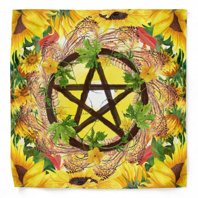 Sunflower & Elecampane Bright Yellow Altar Cloth Bandana (Front)