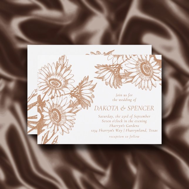 Sunflower Elegance | Minimal Rose Gold Wedding Invitation (Creator Uploaded)
