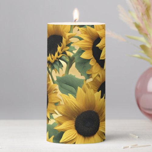 Sunflower Elegance Pillar Candle