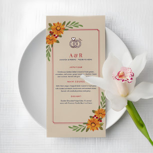 Sunflower Elegance Simple Wedding Menu
