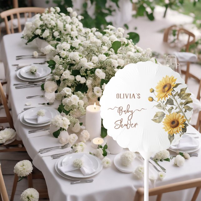 Sunflower Elegant Boho Floral Baby Shower Balloon (Creator Uploaded)