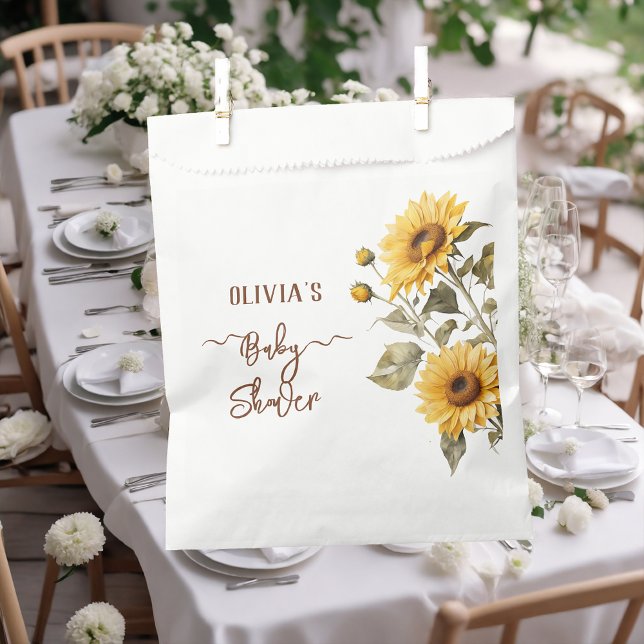 Sunflower Elegant Boho Floral Baby Shower Favor Bag (Creator Uploaded)