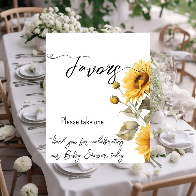 Sunflower Elegant Boho Floral Baby Shower Favors Poster (Creator Uploaded)