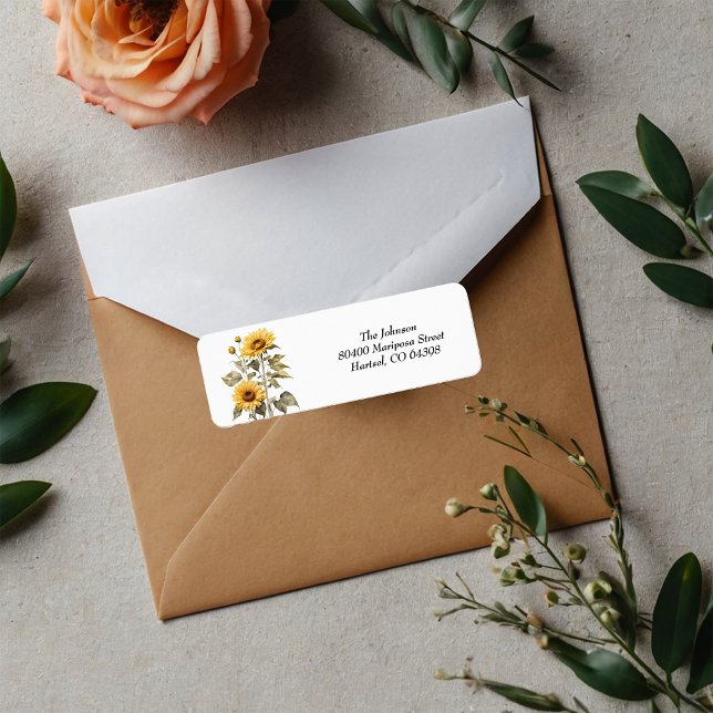 Sunflower Elegant Boho Floral Baby Shower Label (Creator Uploaded)