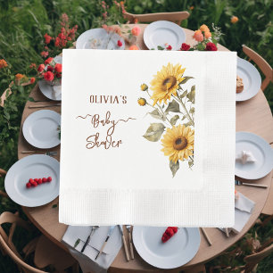 Sunflower Elegant Boho Floral Baby Shower Napkins
