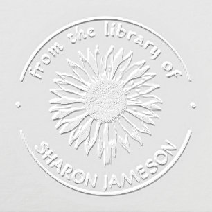 Sunflower Elegant Custom Name From The Library Of  Embosser