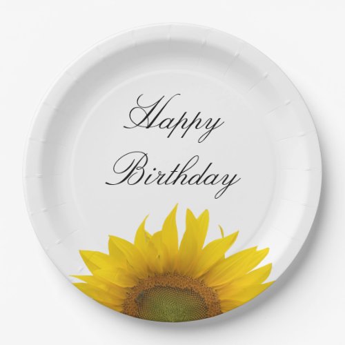 Sunflower Elegant Floral Birthday Party Paper Plates