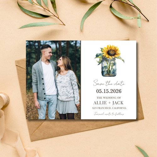 Sunflower Elegant Photo Country Rustic Wedding Save The Date