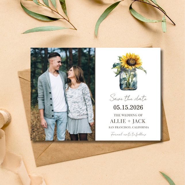 Sunflower Elegant Photo Country Rustic Wedding Save The Date (Sunflower Elegant Photo Country Rustic Wedding Save The Date)