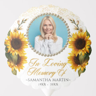 Sunflower Elegant Photo Funeral Memorial Balloon