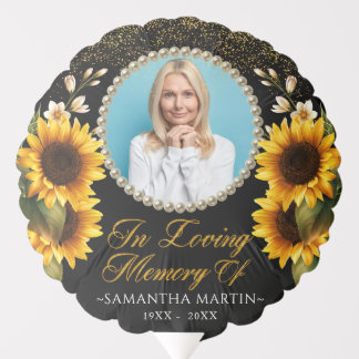 Sunflower Elegant Photo Funeral Memorial Balloon