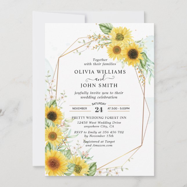  Sunflower Elegant Romantic Greenery - F030 Invita Invitation (Front)